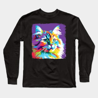 Siberian Cat Pop Art - Cat Lover Gift Long Sleeve T-Shirt